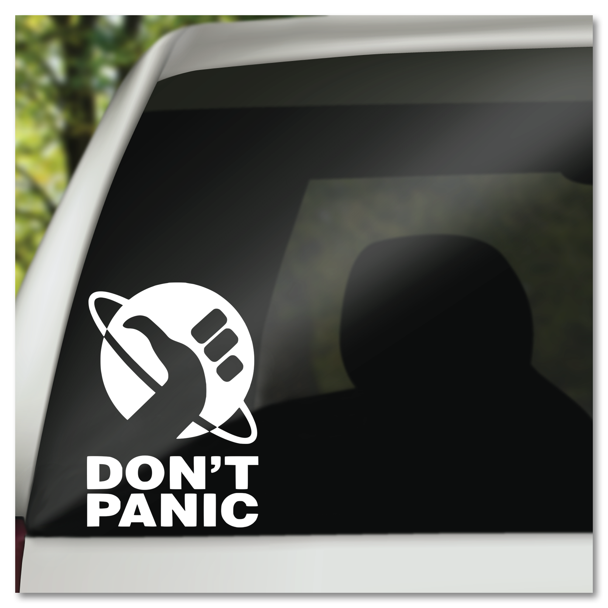 Hitchhiker's Guide to The Galaxy Don't Panic Decal Vinyl Sticker|Cars  Trucks Vans Walls Laptop| White |5.5 x 4.5 in|LLI237