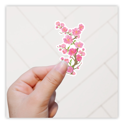 Branch of Pink Flowers Die Cut Sticker (1056)