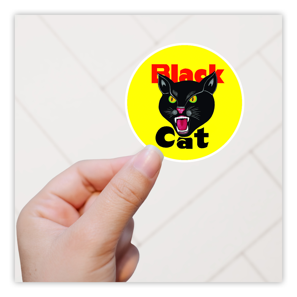 Black Cat Firecrackers Die Cut Sticker (1084)