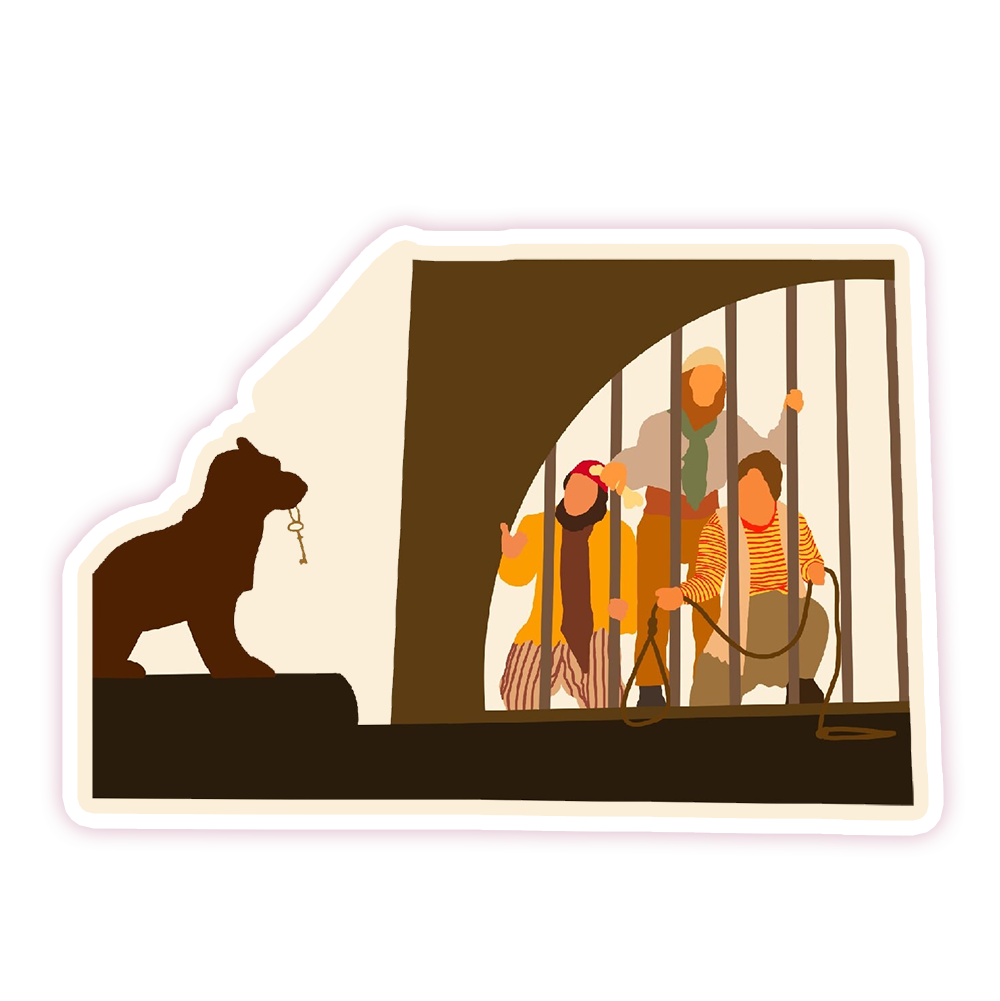 Pirates of the Caribbean Jail Scene Die Cut Sticker (1097)