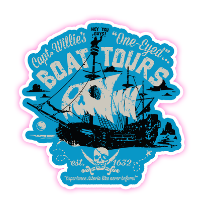 The Goonies One Eyed Willy's Boat Tours Die Cut Sticker (1099)