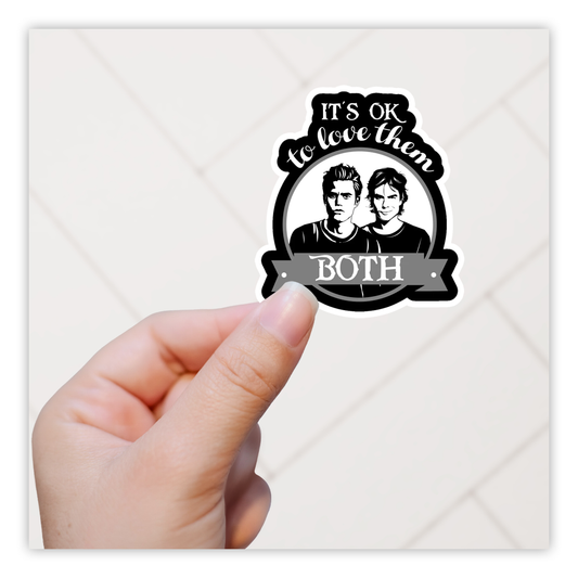 Vampire Diaries Salvatore Brothers Damon Stefan It's OK To Love Them Both Die Cut Sticker (118)