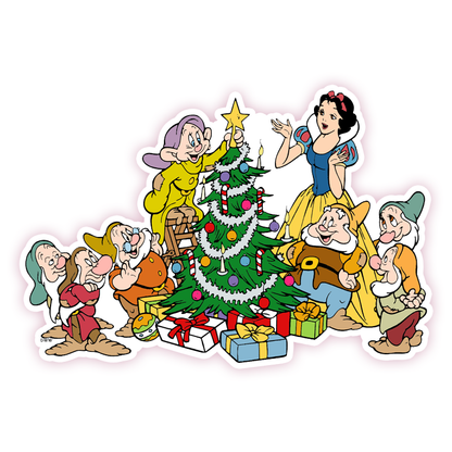 Snow White and The Seven Dwarfs Christmas Die Cut Sticker