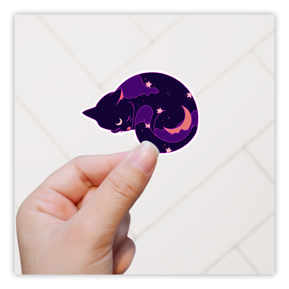 Sleeping Galaxy Cat Die Cut Sticker (1147)
