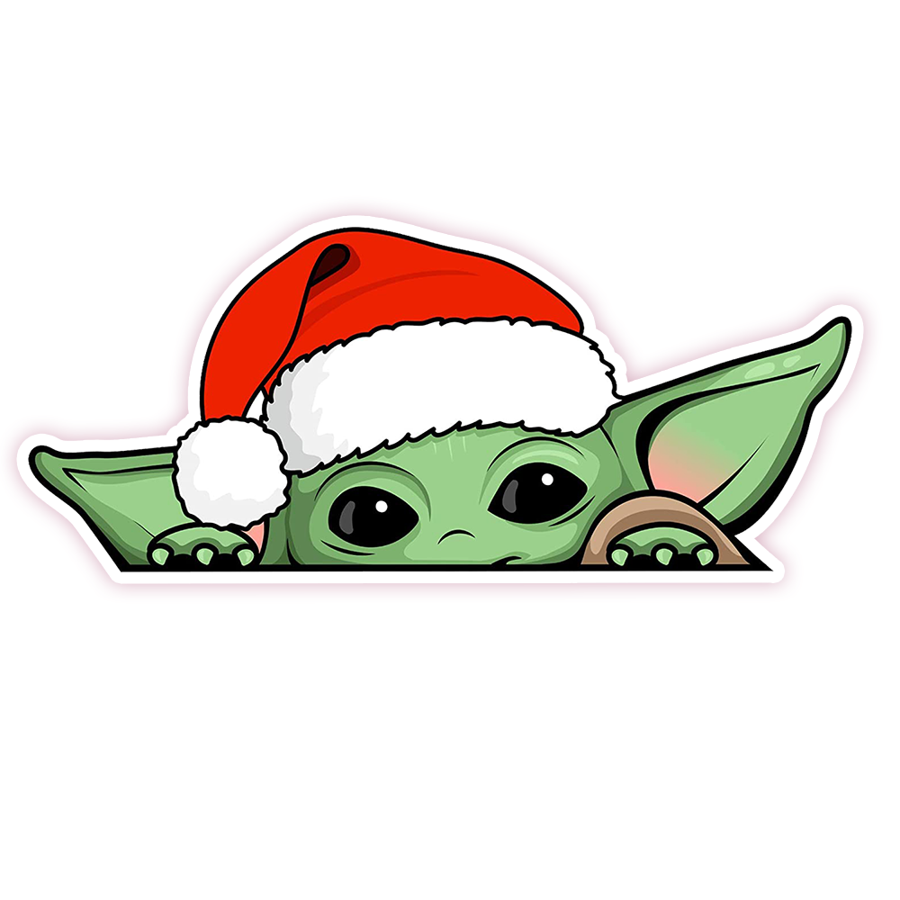 Star Wars The Mandalorian Christmas The Child Grogu Baby Yoda in Santa Hat Die Cut Sticker (1190)