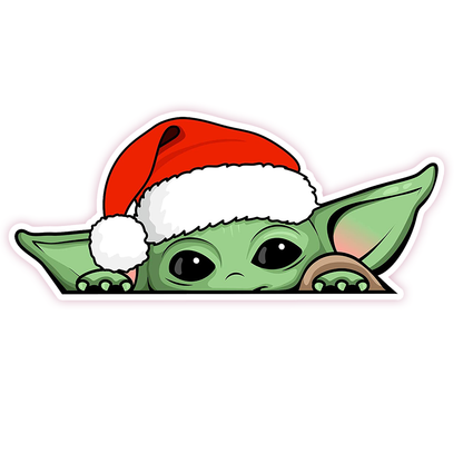Star Wars The Mandalorian Christmas The Child Grogu Baby Yoda in Santa Hat Die Cut Sticker (1190)