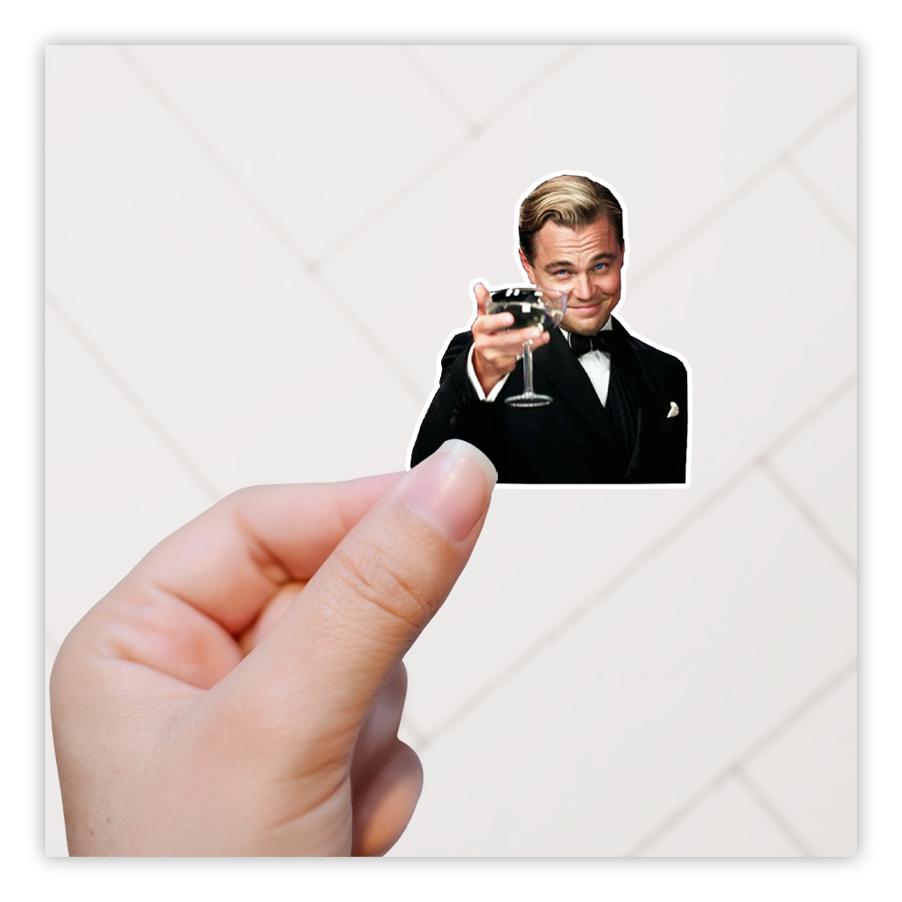 Leonardo DiCaprio Cheers Die Cut Sticker (1203)