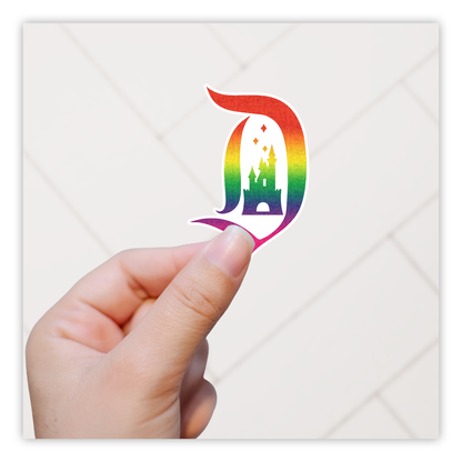 Rainbow Disney Castle in D Die Cut Sticker (1214)