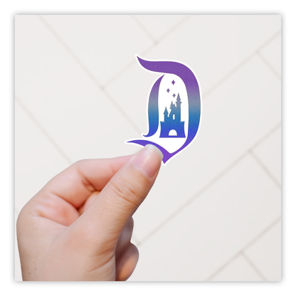 Blue Purple Disney Castle in D Die Cut Sticker (1216)