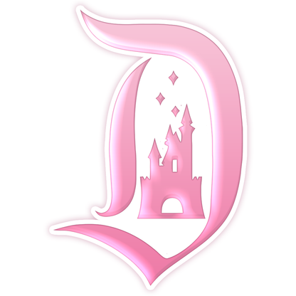 Pink Disney Castle in D Die Cut Sticker (1217)