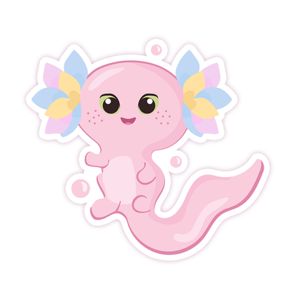 Pink Axolotl Die Cut Sticker (122)