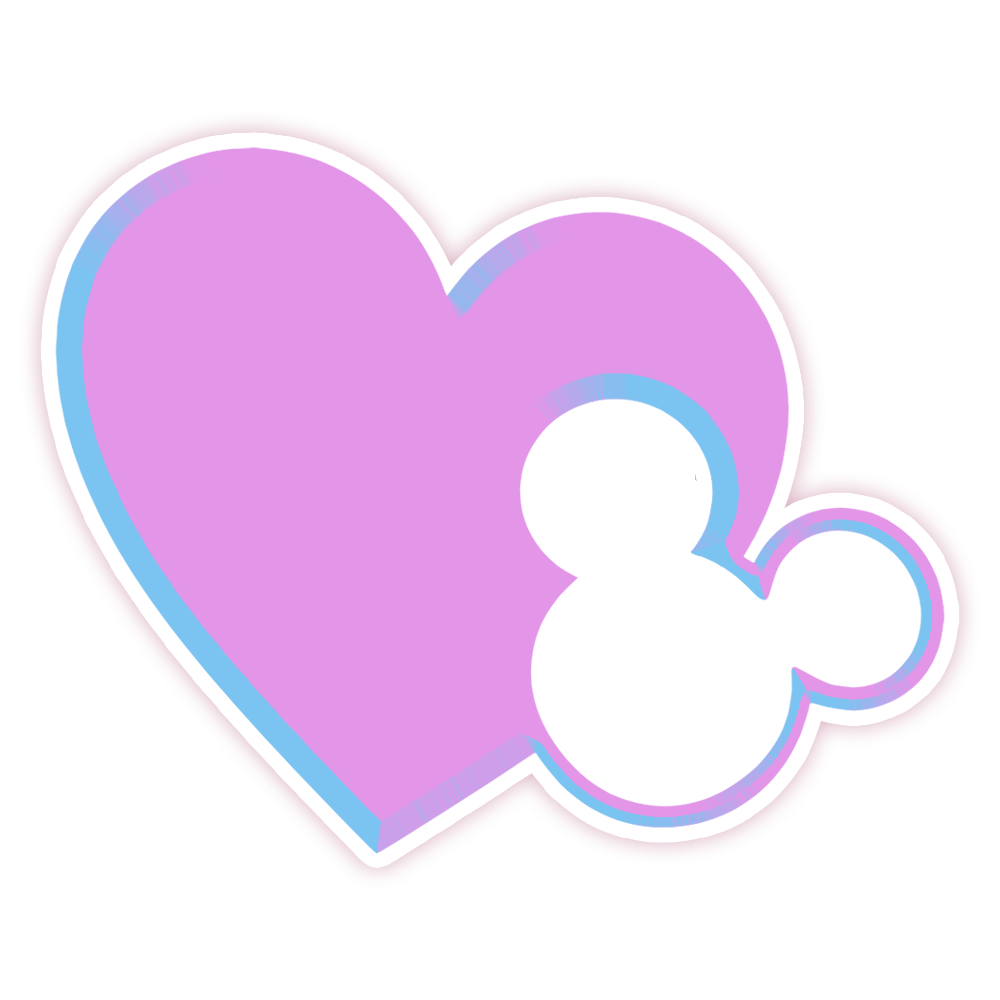 Hidden Mickey Mouse Icon - Pink Heart Die Cut Sticker (1223)