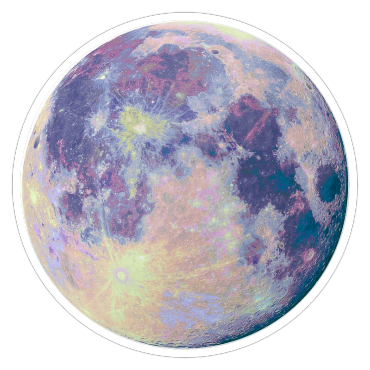 Colorful Full Moon Die Cut Sticker (1232)