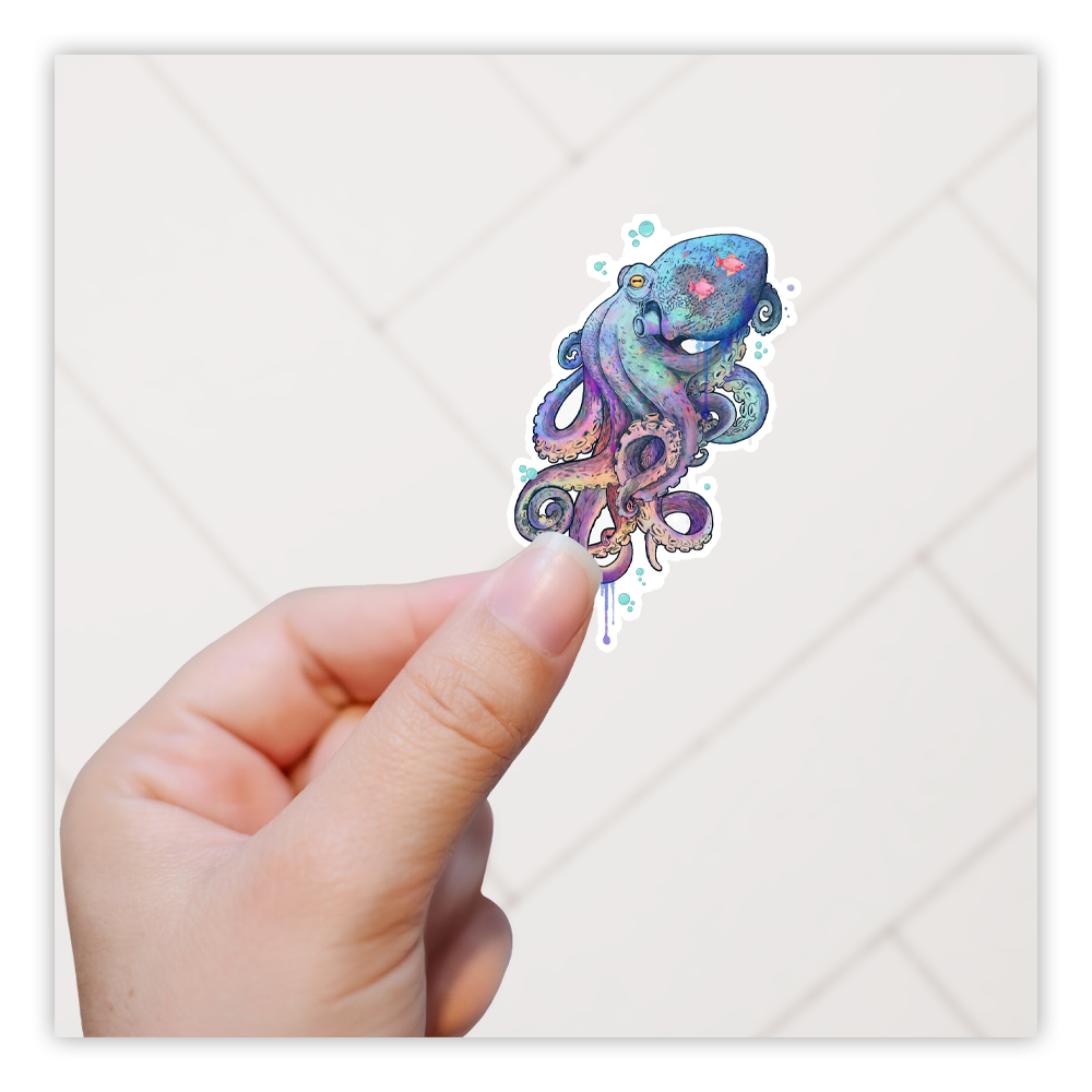 Watercolor Octopus Die Cut Sticker (1233)