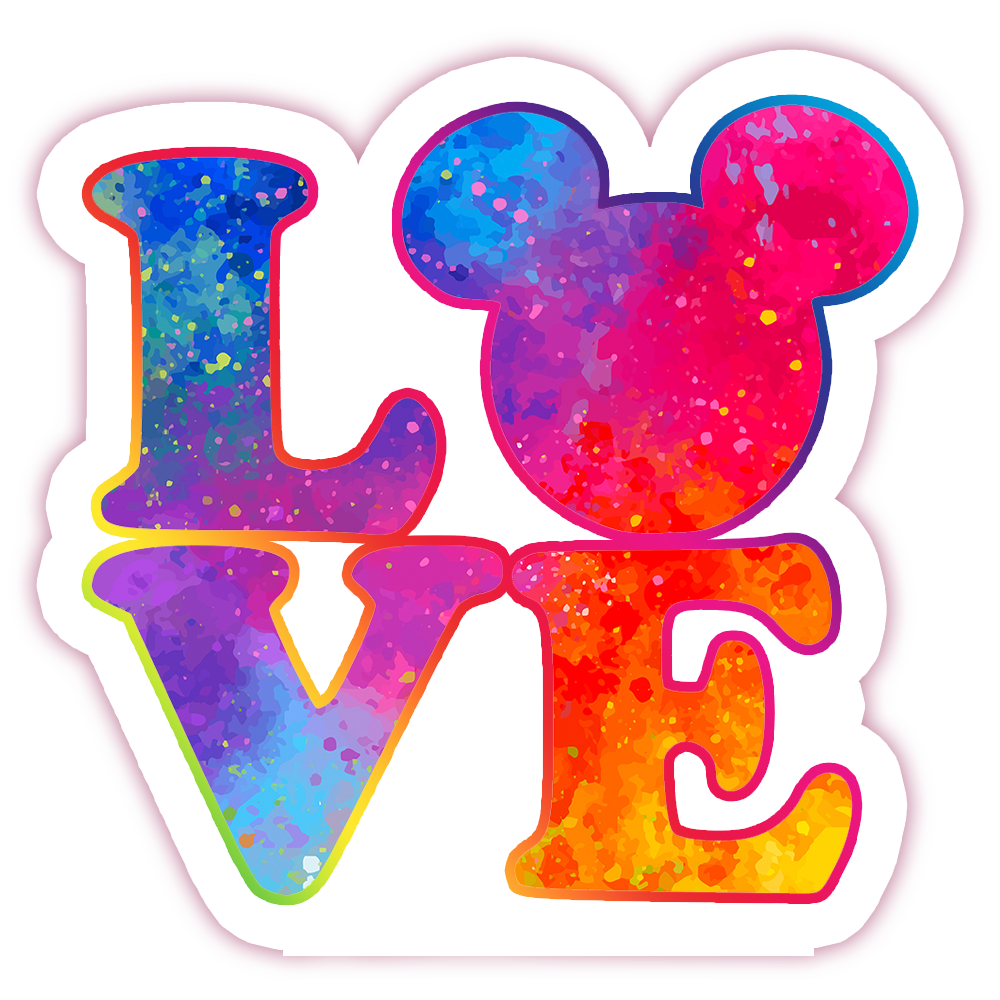 Hidden Mickey Mouse Icon - Love Rainbow Die Cut Sticker (1237)