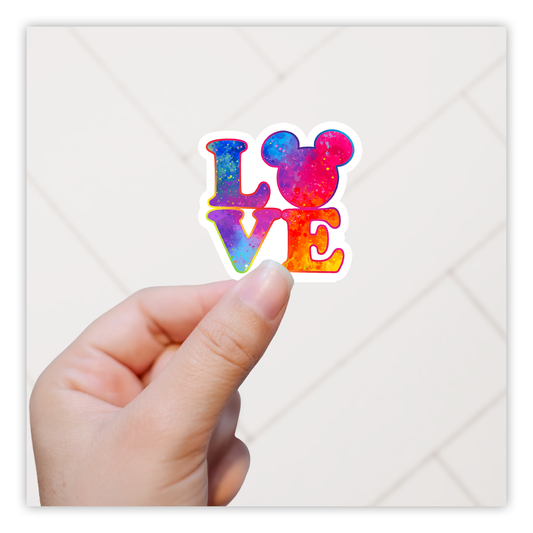 Hidden Mickey Mouse Icon - Love Rainbow Die Cut Sticker (1237)