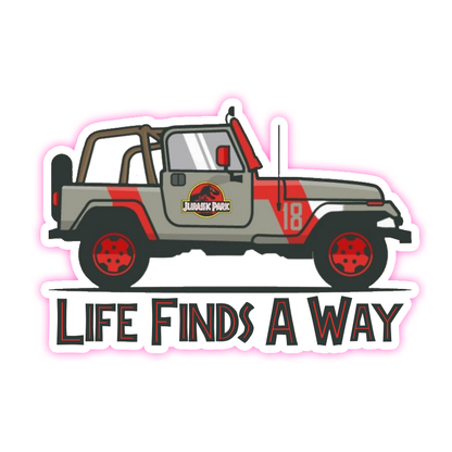 Jurassic Park Jeep Life Finds A Way Die Cut-plakker (1239)