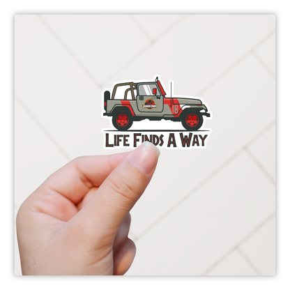 Jurassic Park Jeep Life Finds A Way Die Cut-plakker (1239)