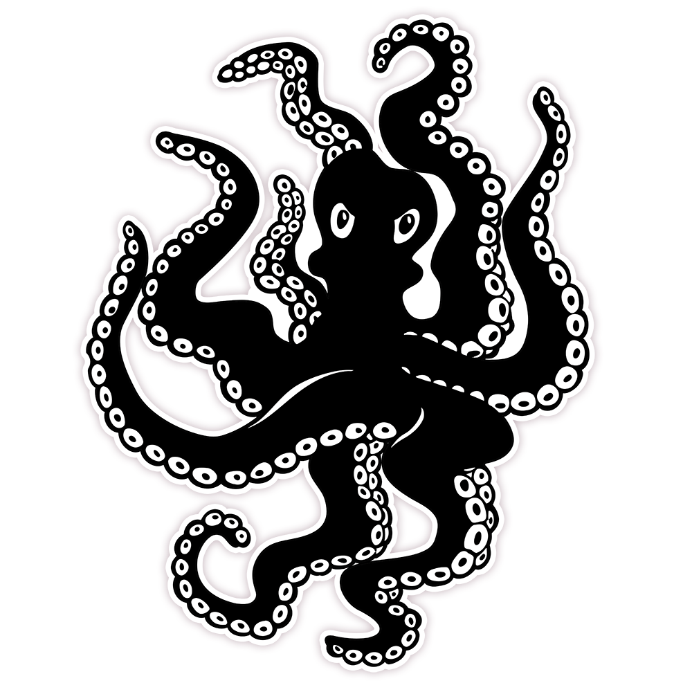 Angry Octopus Die Cut Sticker (124)