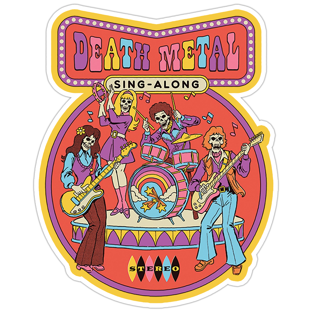 Retro 70s Death Metal Sing-Along Die Cut Sticker (1249)