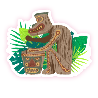 Enchanted Tiki Room Tiki Drummer Die Cut Sticker (1258)