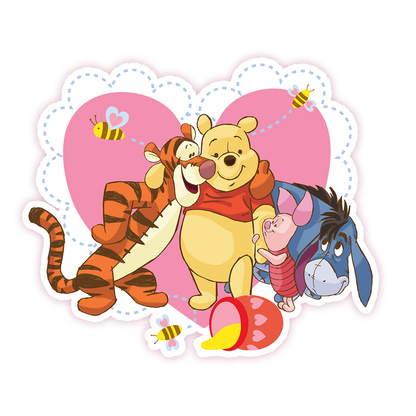 Winnie The Pooh Valentine's Day Die Cut Sticker