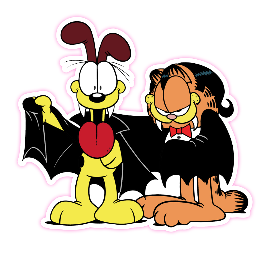 Garfield Odie Halloween Vampires Die Cut Sticker (1352)