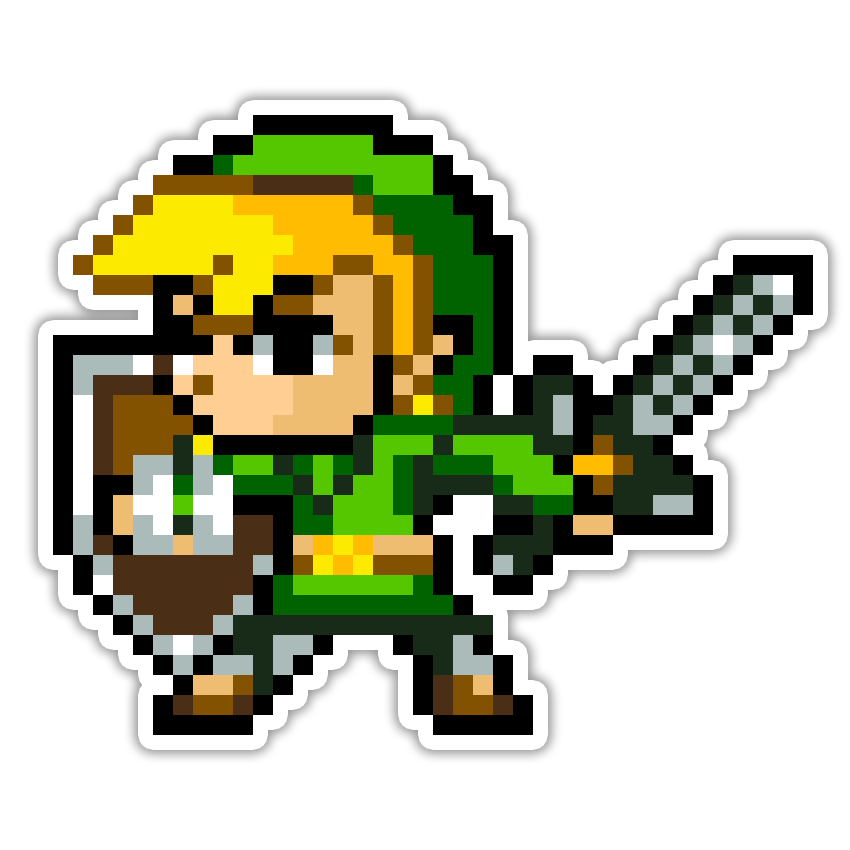 Legend of Zelda Pixel Link Die Cut Sticker (1382)
