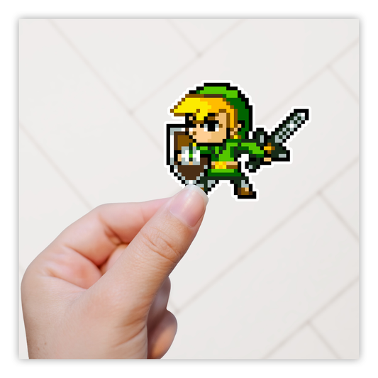 Legend of Zelda Pixel Link Die Cut Sticker