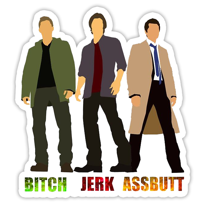 Supernatural Sam Dean Cass Bitch Jerk Assbutt Die Cut Sticker (1387)