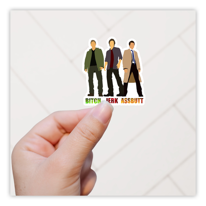 Supernatural Sam Dean Cass Bitch Jerk Assbutt Die Cut Sticker (1387)