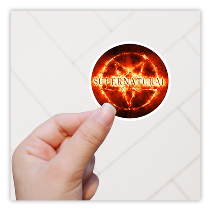 Supernatural Flaming Pentagram Die Cut Sticker (1437)