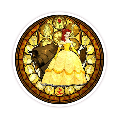 Belle Disney Princess Stained Glass Die Cut Sticker (144)