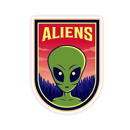 Aliens Badge Die Cut Sticker (1460)