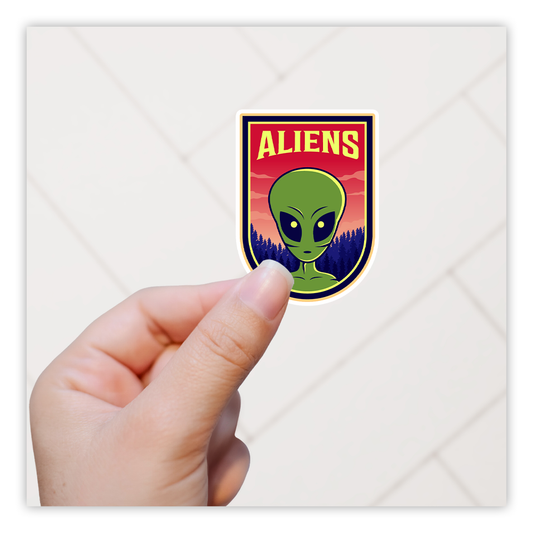 Aliens Badge Die Cut Sticker
