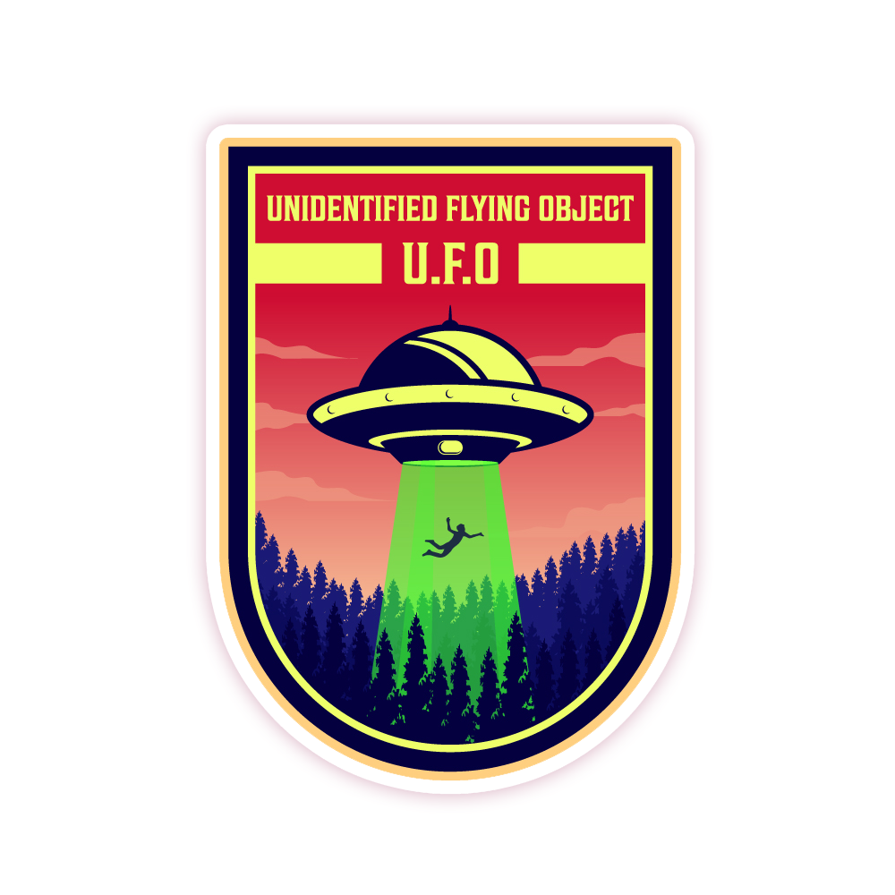 UFOs Badge Die Cut Sticker