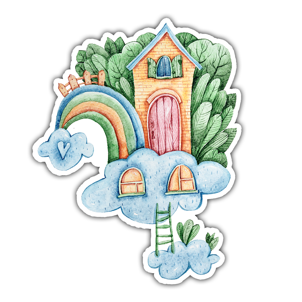 Rainbow Fantasy House Die Cut Sticker (1518)