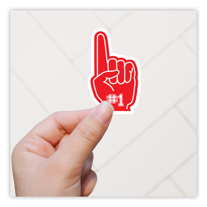 #1 Foam Hand Sports Die Cut Sticker (1524)