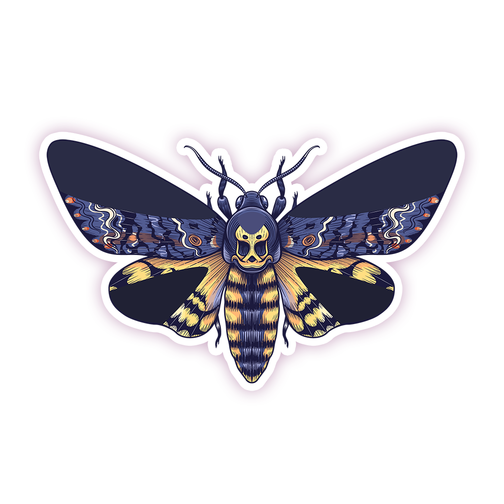 Blue & Yellow Moth Die Cut Sticker (160)