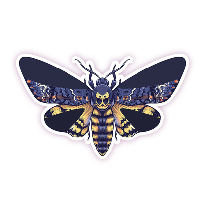 Blue & Yellow Moth Die Cut Sticker (160)