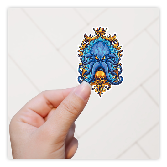 Fancy Blue Cthulhu Die Cut Sticker (161)