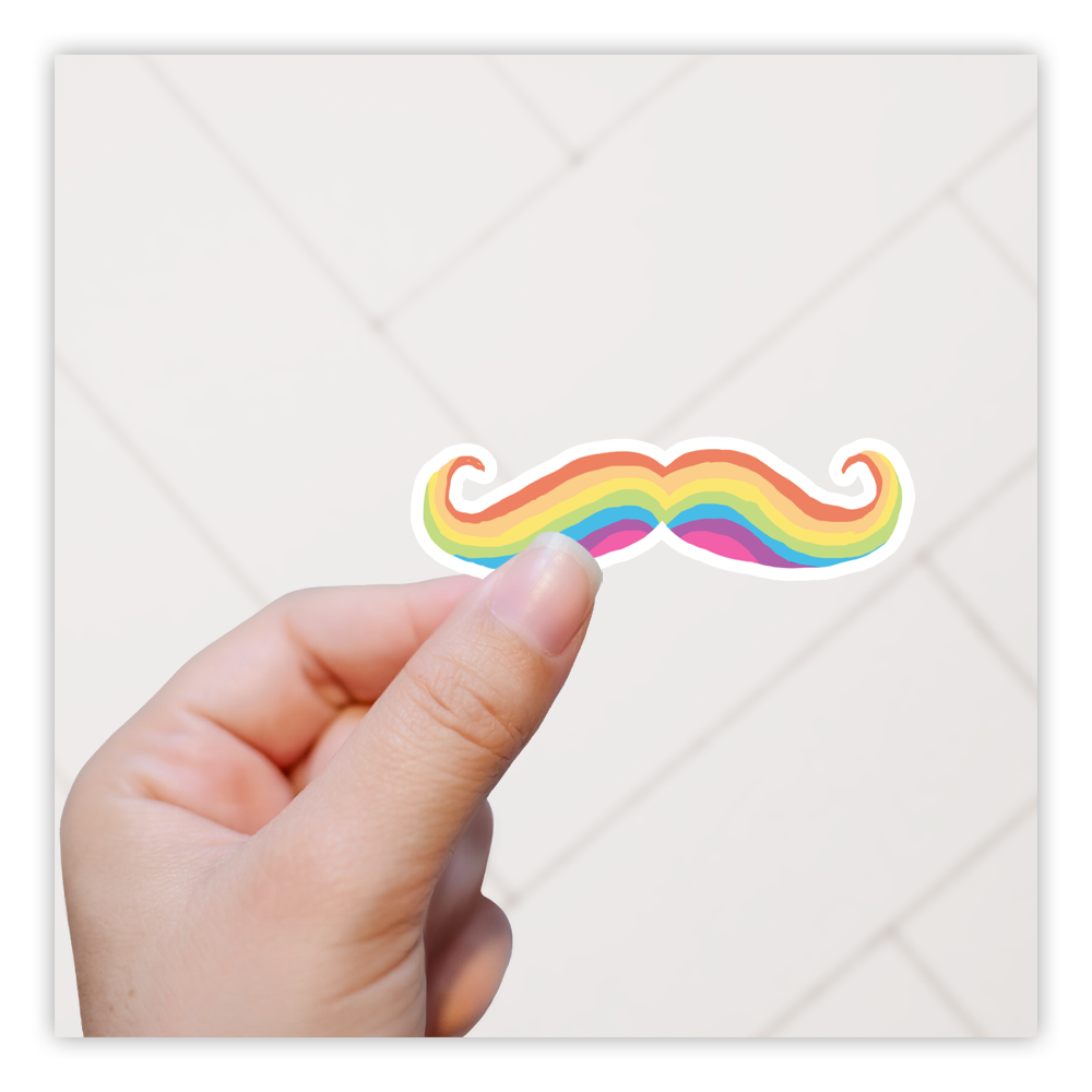 Rainbow Handlebar Mustache Die Cut Sticker (1869)