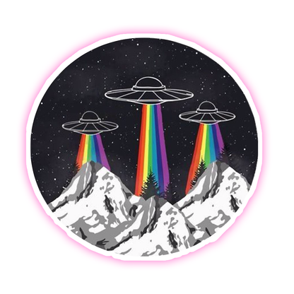 Alien Abduction UFO Rainbow Die Cut-plakker (1888)