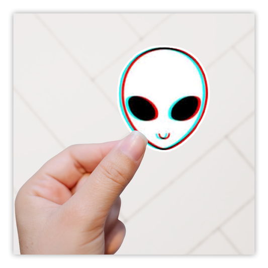 3D Alien Head Die Cut Sticker (1889)