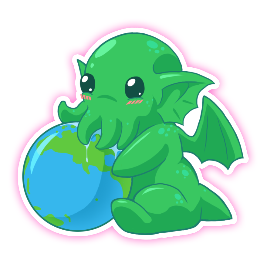 Baby Cthulhu Earth Globe Die Cut Sticker (1891)