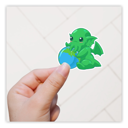 Baby Cthulhu Earth Globe Die Cut Sticker (1891)