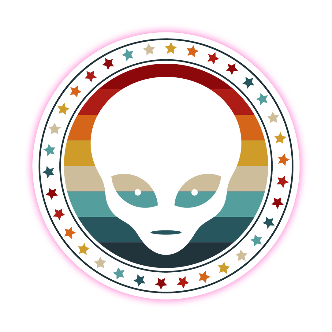 Retro Rainbow Alien Die Cut Sticker (1897)