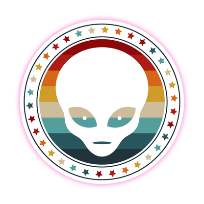 Retro Rainbow Alien Die Cut Sticker (1897)