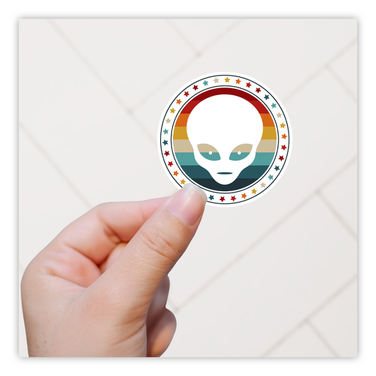 Retro Rainbow Alien Die Cut Sticker (1897)