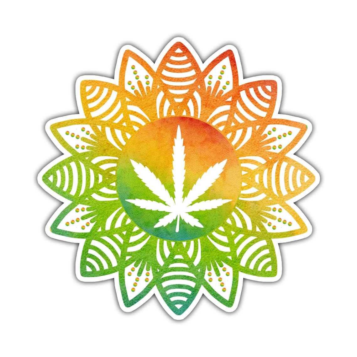 Rasta Marijuana Leaf Mandala Die Cut Sticker (1911)